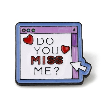 Valentine's Day Word Do You Miss Me & Heart Enamel Pins, Black Alloy Badge for Men Women, Medium Orchid, 25x29x2mm