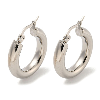 202 Stainless Steel Hoop Earring, with 304 Stainless Steel Pins for Women, Stainless Steel Color, 27x5mm