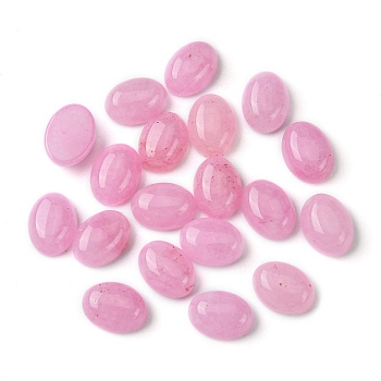 Natural White Jade Cabochons, Oval, Dyed, Pearl Pink, 8~8.5x6~6.5x2.5~3.5mm
