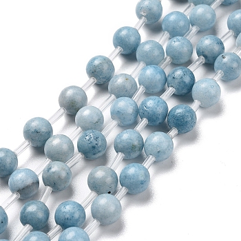 Natural Celestite/Celestine Beads Strands, Round, 8~8.5mm, Hole: 1mm, 30pcs/strand, 15.55 inch(39.5cm)