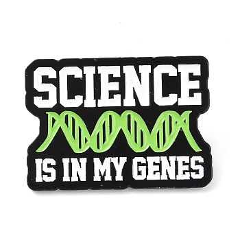 Bioscience Theme Black Zinc Alloy Brooches, Enamel Pins, for Backpack Cloth, Lime Green, 21x29.5x1.5mm