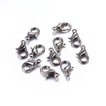 Zinc Alloy Lobster Claw Clasps, Parrot Trigger Clasps, Cadmium Free & Nickel Free & Lead Free, Gunmetal, 10x6mm, Hole: 1mm