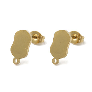 Ion Plating(IP) 304 Stainless Steel Stud Earring Findings, Golden, 12.5x6.5mm, Hole: 1.2mm, Pin: 0.7x11mm