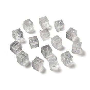 Transparent Glass Beads, Gradient Color, Square, Light Grey, 10x11x11mm, Hole: 1.5mm