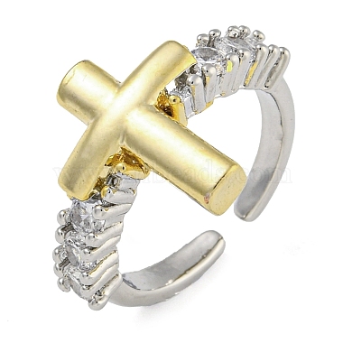 Clear Cross Brass+Cubic Zirconia Finger Rings