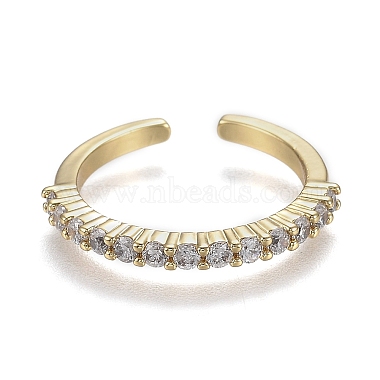 Adjustable Brass Micro Pave Clear Cubic Zirconia Cuff Rings(X-ZIRC-Z002-11G)-3
