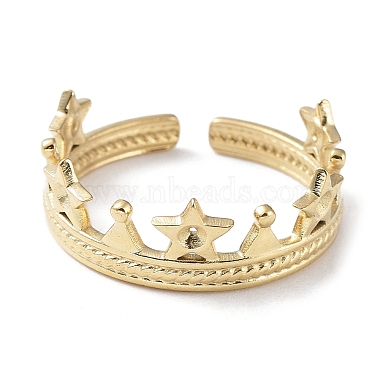 304 Stainless Steel Star Crown Cuff Ring Findings(STAS-P334-02G)-2