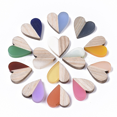 Resin & Wood Two Tone Cabochons(RESI-R425-04)-2
