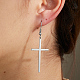 boucle d'oreille pendante en forme de croix en acier inoxydable(WW3016-2)-3