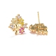 Colorful Enamel Flower of Life Stud Earrings with Cubic Zirconia(EJEW-G288-30G)-2