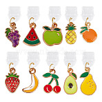 Plastic Mobile Dustproof Plugs, with Alloy Enamel Fruit Pendants, Mixed Color, 2.6~3.2cm. 10pcs/set(PALLOY-OC00031)