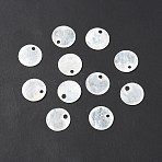 Natural Capiz Shell Charms, Flat Round, White, 11x0.9mm, Hole: 1.5mm(X-BSHE-G029-15)