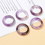 Natural Amethyst Plain Band Finger Rings, US Size 6 3/4(17.1mm), 6mm(RJEW-H230-13C-05)