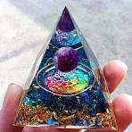 Orgonite Pyramid Resin Display Decorations, with Natural Amethyst Chips Inside, for Home Office Desk, Colorful, 60x60mm(PW23053142694)