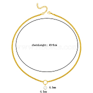 Fashionable 6mm Pearl Pendant Necklace for Women, Versatile Stainless Steel Wheat Chain Jewelry, Golden, 17.72 inch(45cm)(HA1749)