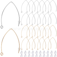 40Pcs 2 Colors 304 Stainless Steel Earring Hooks, Ear Wire, with Horizontal Loop & 80Pcs Plastic Ear Nuts, Golden & Stainless Steel Color, 4~40x4~24x0.9~4mm, Hole: 1~2mm, 19 Gauge, Pin: 0.9mm(STAS-SP0001-41)