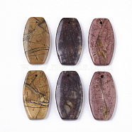 Natural Polychrome Jasper/Picasso Stone/Picasso Jasper Pendants, Drum, 33x18x4~5mm, Hole: 1~1.5mm(G-S366-003)