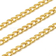 Electroplate Iron Curb Chains, Unwelded, with Spool, Lead Free & Nickel Free, Gold, 5x3x1mm(X-CH-M010-A-09-FF)