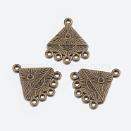 Alloy Connector Rhinestone Settings, Chandelier Components, Lead Free and Cadmium Free, Alloy Links, Triangle, Antique Bronze Color, about 20mm long, 19mm wide, 2mm thick, hole: 1.5mm(X-EA10685Y-AB)
