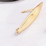 Brass Stud Earrings, with Vertical Loops, Horse Eye, Golden, 21.5x4mm, Hole: 2mm, Pin: 0.7mm(KK-WH0044-96)