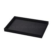 Wood Bracelet Displays, Cover with Cloth, Rectangle, Black, 35x24x3cm(ODIS-G012-02)