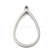 Non-Tarnish 304 Stainless Steel Laser Cut Pendants, Teardrop Charm, Stainless Steel Color, 32x20x2.8mm, Hole: 2mm(STAS-U009-05A-P)