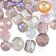 Transparent Glass Beads, Faceted, Mixed Shapes, Mixed Color, 7~10x7~10x5~9.5mm, Hole: 1~1.5mm(EGLA-N002-49)