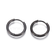 304 Stainless Steel Huggie Hoop Earrings, Hypoallergenic Earrings, with 316 Surgical Stainless Steel Pin, Electrophoresis Black, 12 Gauge, 17x2mm, Pin: 1mm, Inner Diameter: 12mm(EJEW-F111A-17mm-B)