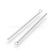 202 Stainless Steel Pendants, Bar, Stainless Steel Color, 43x1.5mm, Hole: 1.5mm(STAS-F186-03P-1.5x40mm)