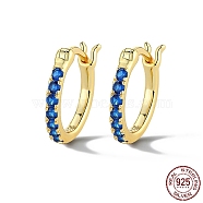 925 Sterling Silver Hoop Earring for Women, Real 18K Gold Plated, Blue, 12mm(VR9878-1)