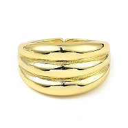 Rack Plating Brass Grooved Open Cuff Rings, Long-Lasting Plated, Lead Free & Cadmium Free, Real 18K Gold Plated, Inner Diameter: 18mm(RJEW-D009-04G)