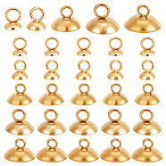 75Pcs 5 Styles 304 Stainless Steel Bead Cap Pendant Bails, with Cup Peg Bails, Golden, 4~8x4~8mm, Hole: 2~2.5mm, 3.7mm inner diameter, 15Pcs/style(STAS-GO0001-10)