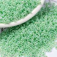 MIYUKI Round Rocailles Beads, Japanese Seed Beads, (RR520) Mint Green Ceylon, 8/0, 3mm, Hole: 1mm, about 422~455pcs/10g(X-SEED-G008-RR0520)