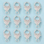 Tibetan Style Heart Lobster Claw Clasps, Cadmium Free & Lead Free, Silver, 26.5x14x6mm, Hole: 4mm(K08Y0021)