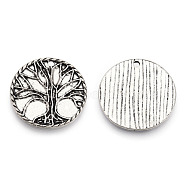 Tibetan Style Alloy Pendants, Cadmium Free & Lead Free, Flat Round with Tree of Life, Antique Silver, 29.5x2mm, Hole: 2mm(PALLOY-T075-216AS)