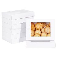 Rectangle Foldable Creative Cardboard Box, Gift Box, with Window, White, 14.4x10.45x2.4cm(CON-WH0086-18)