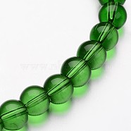 Glass Round Bead Strands, Green, 10mm, Hole: 1mm, about 32pcs/strand, 11 inch(X-GLAA-I028-10mm-04)