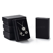 Cardboard Paper Jewelry Set Boxes, with Black Sponge, for Jewelry and Gift, Rectangle, Black, 8x5x2.7cm(CBOX-G015-04)