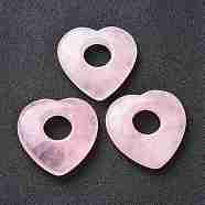 Natural Rose Quartz Pendants, Heart, 39.5~41.5x40~41.5x7.5~8.5mm, Hole: 12~14.5mm(G-F708-04F)
