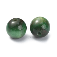 Two Tone Opaque Resin Beads, Round, Green, 9.5~10mm, Hole: 2mm(RESI-TAC0010-65A)