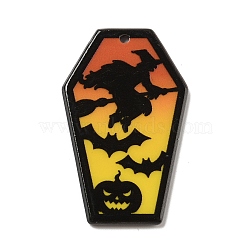 Halloween Acrylic Pendants, Polygon, Witch, 42x26.5x2.5mm, Hole: 1.5mm(MACR-C030-01B)