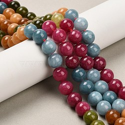 Natural White Jade Beads Strands, Dyed, Round, Mixed Color, 8.5mm, Hole: 0.9mm, about 47pcs/strand, 14.72''(37.4cm)(X-G-Z097-A01-8mm-C)