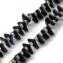 Electroplate Glass Beads Strands, Faceted, Fan, Black, 8x10x3mm, Hole: 1mm, about 100pcs/strand, 19.29''(49cm)(EGLA-S176-05A-B15)