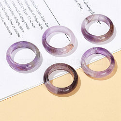 Natural Amethyst Plain Band Finger Rings, US Size 6 3/4(17.1mm), 6mm(RJEW-H230-13C-05)