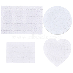 4Pcs 4 Styles Paper Heat Transfer Blank Puzzle for Adult Chrildren, White, Mixed Shapes, 146~202x192~296x2mm, 1pc/style(DIY-SP0004-27)