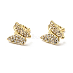 Clear Cubic Zirconia Butterfly Cuff Earrings, Brass Jewelry for Non-pierced Ears, Cadmium Free & Lead Free, Golden, 10x12x13mm(EJEW-G295-15G)