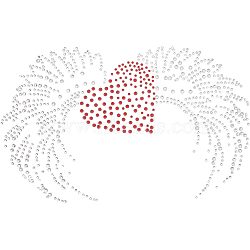 Heart with Wing Glitter Hotfix Rhinestone, Iron on Patches, Dress Shoes Garment Decoration, Crystal, 120x183x1.5mm(DIY-WH0301-41)