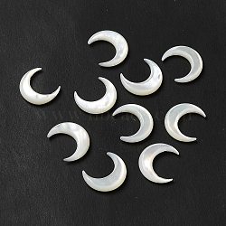 Natural White Shell Connector Charms, Moon Links, Seashell Color, 15x13x2.5mm, Hole: 0.8mm(BSHE-E026-04)
