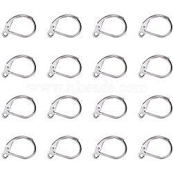 304 Stainless Steel Leverback Earring Findings, with Loop, Stainless Steel Color, 15x10x2mm, Hole: 1mm, 60pcs/box(STAS-PH0018-28P)
