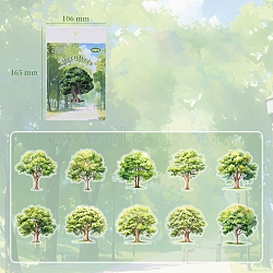 10Pcs Waterproof PET Self-Adhesive Stickers, Tree, for DIY Photo Album Diary Scrapbook Decoration, Green, 83~90x85~93x0.1mm(DIY-B082-07D)